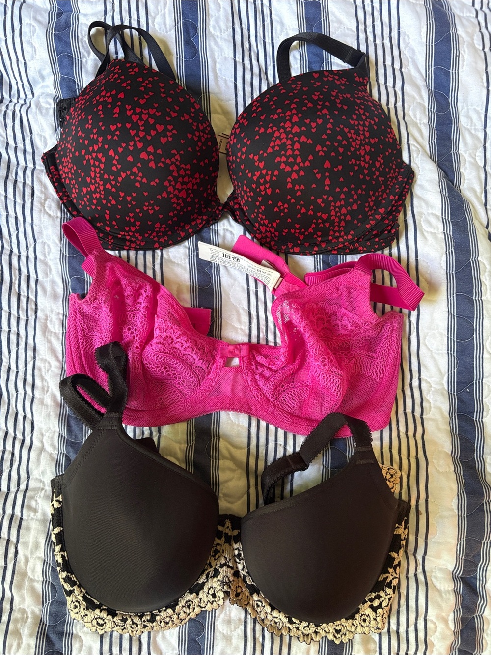 Black Bra with Red Heart Print - Women's Intimates bundle 34 D